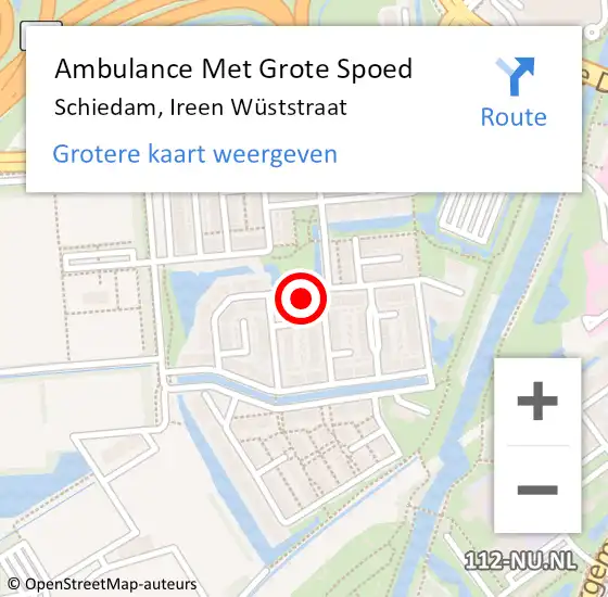 Locatie op kaart van de 112 melding: Ambulance Met Grote Spoed Naar Schiedam, Ireen Wüststraat op 22 februari 2023 05:36