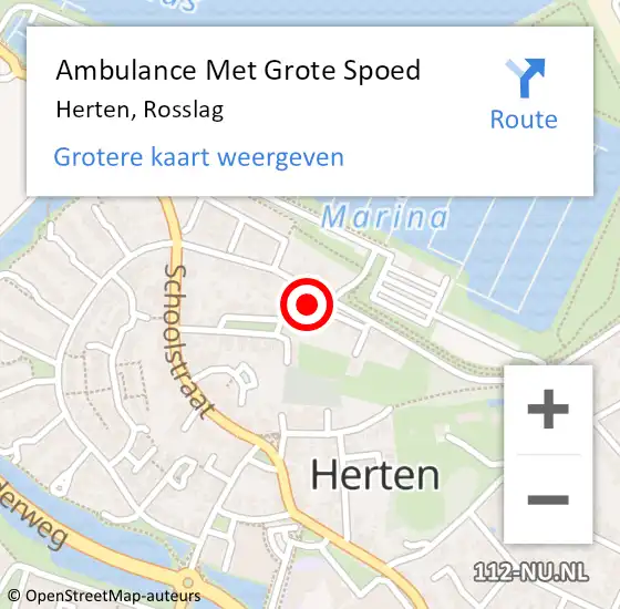 Locatie op kaart van de 112 melding: Ambulance Met Grote Spoed Naar Herten, Rosslag op 22 februari 2023 06:04
