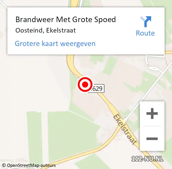 Locatie op kaart van de 112 melding: Brandweer Met Grote Spoed Naar Oosteind, Ekelstraat op 22 februari 2023 06:13