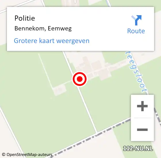 Locatie op kaart van de 112 melding: Politie Bennekom, Eemweg op 22 februari 2023 06:28