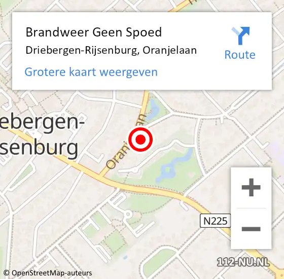 Locatie op kaart van de 112 melding: Brandweer Geen Spoed Naar Driebergen-Rijsenburg, Oranjelaan op 22 februari 2023 06:39