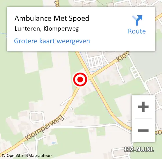 Locatie op kaart van de 112 melding: Ambulance Met Spoed Naar Lunteren, Klomperweg op 22 februari 2023 06:40