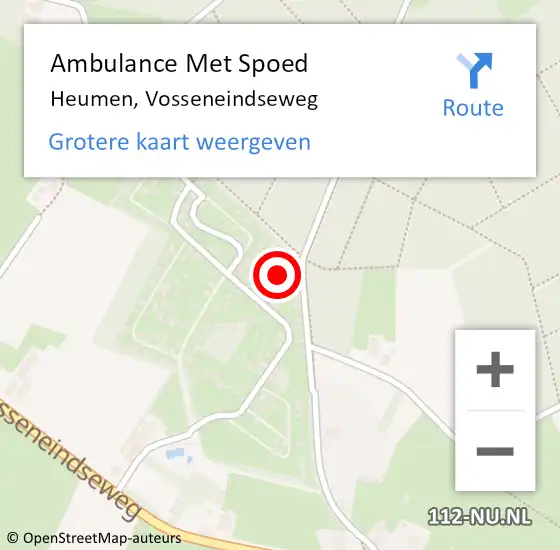 Locatie op kaart van de 112 melding: Ambulance Met Spoed Naar Heumen, Vosseneindseweg op 22 februari 2023 06:49