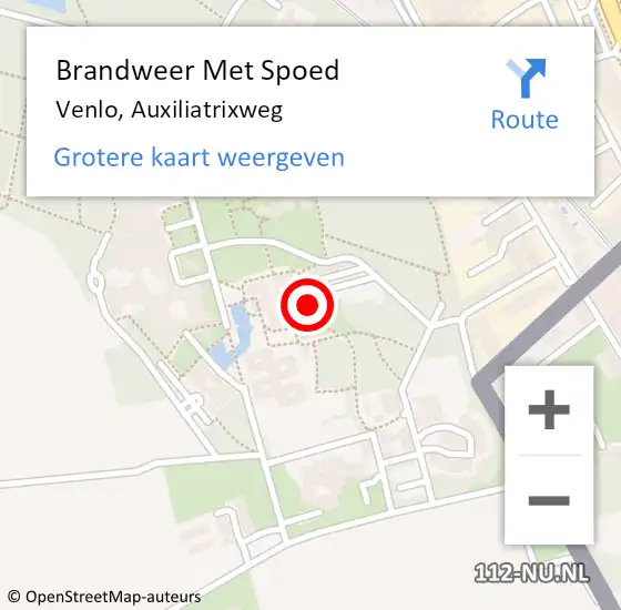 Locatie op kaart van de 112 melding: Brandweer Met Spoed Naar Venlo, Auxiliatrixweg op 22 februari 2023 06:56