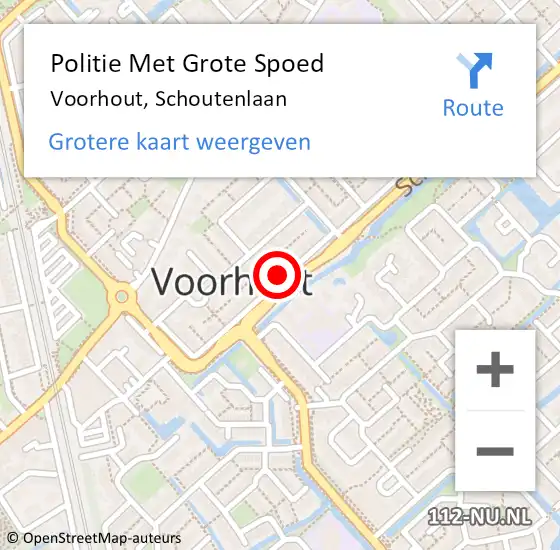 Locatie op kaart van de 112 melding: Politie Met Grote Spoed Naar Voorhout, Schoutenlaan op 22 februari 2023 07:21