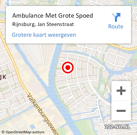 Locatie op kaart van de 112 melding: Ambulance Met Grote Spoed Naar Rijnsburg, Jan Steenstraat op 22 februari 2023 08:11