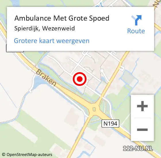 Locatie op kaart van de 112 melding: Ambulance Met Grote Spoed Naar Spierdijk, Wezenweid op 22 februari 2023 08:25