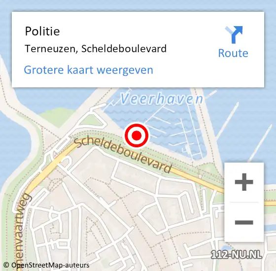 Locatie op kaart van de 112 melding: Politie Terneuzen, Scheldeboulevard op 22 februari 2023 08:38