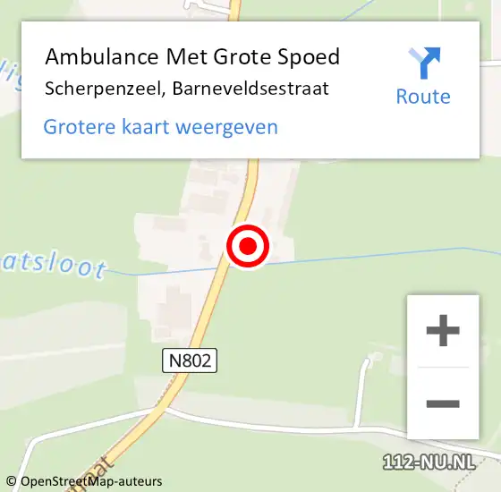 Locatie op kaart van de 112 melding: Ambulance Met Grote Spoed Naar Scherpenzeel, Barneveldsestraat op 22 februari 2023 08:39