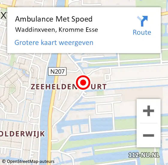 Locatie op kaart van de 112 melding: Ambulance Met Spoed Naar Waddinxveen, Kromme Esse op 22 februari 2023 08:41