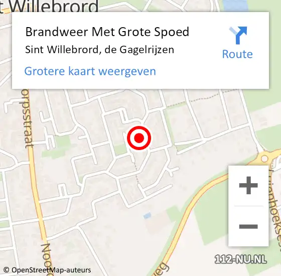 Locatie op kaart van de 112 melding: Brandweer Met Grote Spoed Naar Sint Willebrord, de Gagelrijzen op 22 februari 2023 09:41