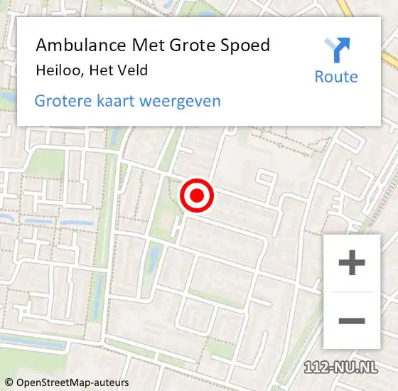 Locatie op kaart van de 112 melding: Ambulance Met Grote Spoed Naar Heiloo, Het Veld op 22 februari 2023 10:01