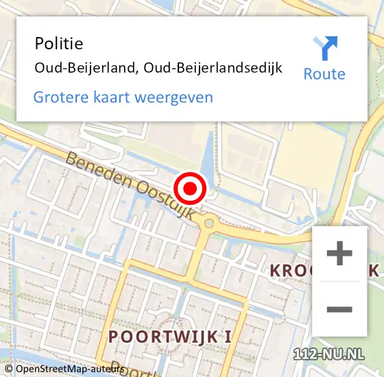 Locatie op kaart van de 112 melding: Politie Oud-Beijerland, Oud-Beijerlandsedijk op 22 februari 2023 10:25
