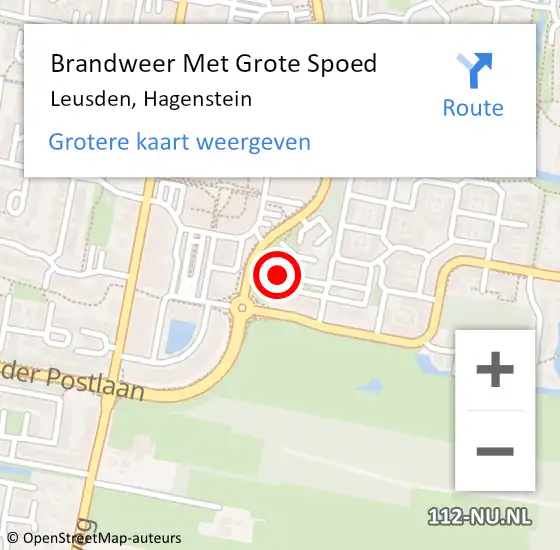 Locatie op kaart van de 112 melding: Brandweer Met Grote Spoed Naar Leusden, Hagenstein op 22 februari 2023 10:32