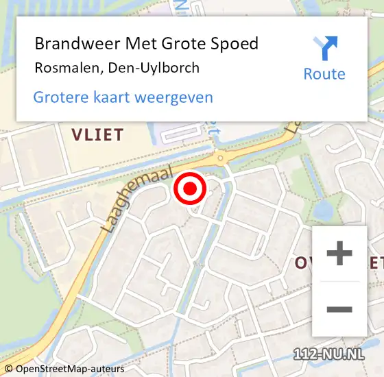 Locatie op kaart van de 112 melding: Brandweer Met Grote Spoed Naar Rosmalen, Den-Uylborch op 22 februari 2023 10:53