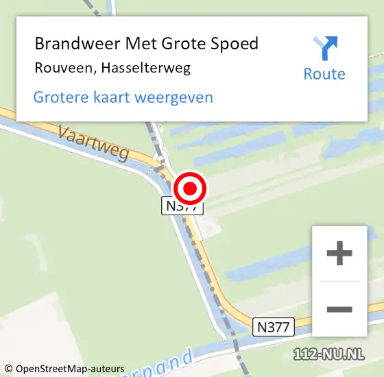 Locatie op kaart van de 112 melding: Brandweer Met Grote Spoed Naar Rouveen, Hasselterweg op 16 augustus 2014 14:35