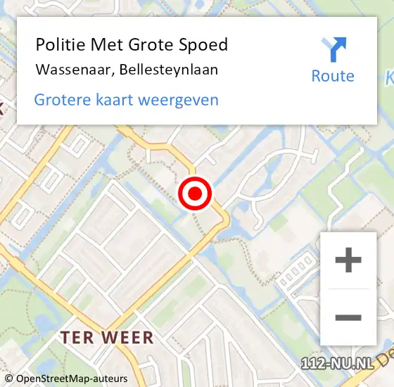 Locatie op kaart van de 112 melding: Politie Met Grote Spoed Naar Wassenaar, Bellesteynlaan op 22 februari 2023 11:15