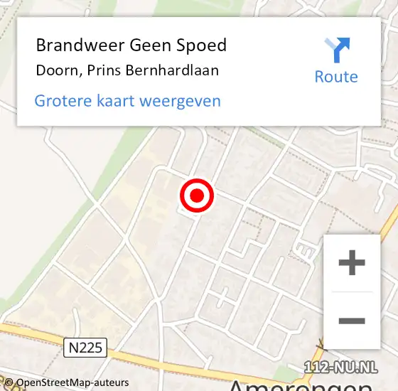 Locatie op kaart van de 112 melding: Brandweer Geen Spoed Naar Doorn, Prins Bernhardlaan op 22 februari 2023 11:44