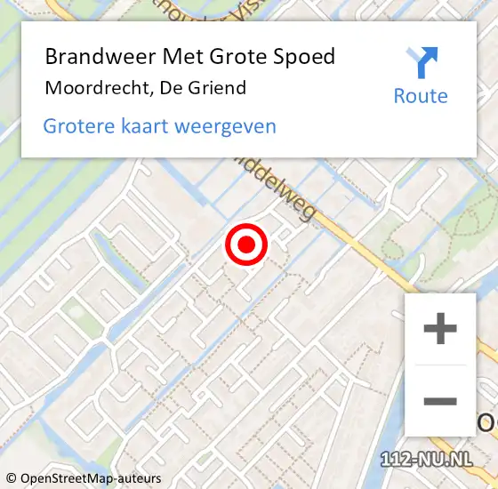 Locatie op kaart van de 112 melding: Brandweer Met Grote Spoed Naar Moordrecht, De Griend op 22 februari 2023 11:49