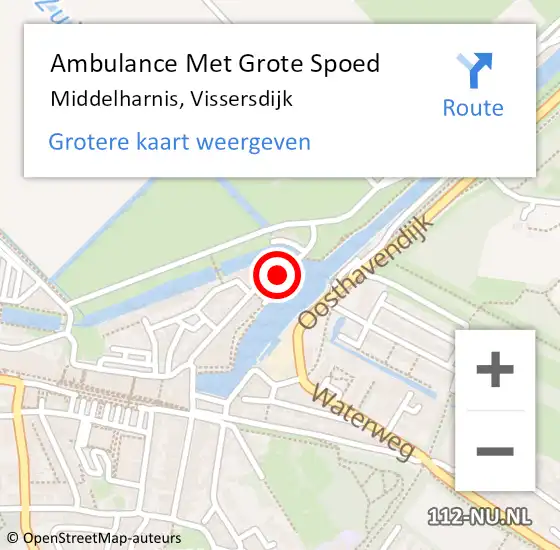 Locatie op kaart van de 112 melding: Ambulance Met Grote Spoed Naar Middelharnis, Vissersdijk op 22 februari 2023 12:05