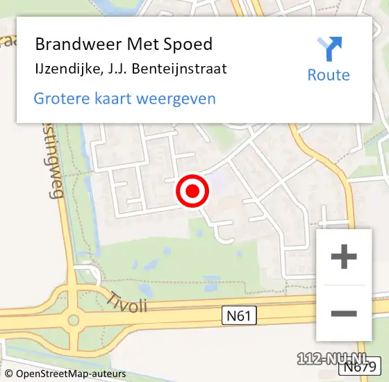 Locatie op kaart van de 112 melding: Brandweer Met Spoed Naar IJzendijke, J.J. Benteijnstraat op 16 augustus 2014 14:48