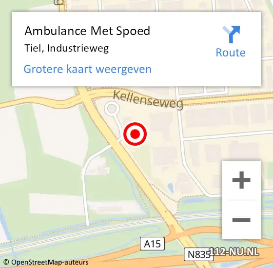Locatie op kaart van de 112 melding: Ambulance Met Spoed Naar Tiel, Industrieweg op 22 februari 2023 12:43