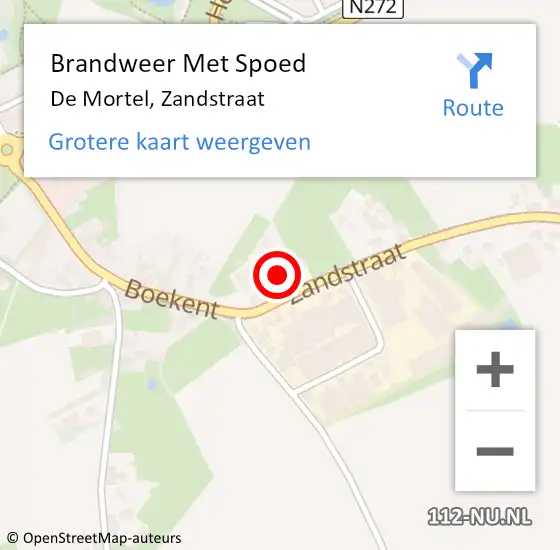 Locatie op kaart van de 112 melding: Brandweer Met Spoed Naar De Mortel, Zandstraat op 22 februari 2023 13:17