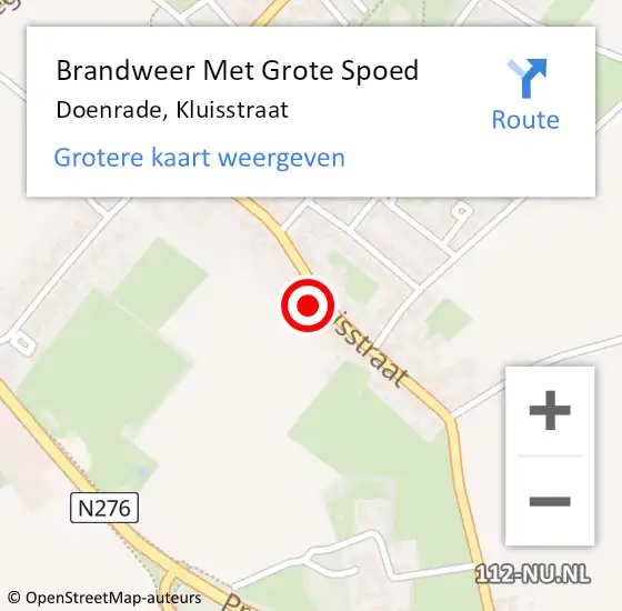 Locatie op kaart van de 112 melding: Brandweer Met Grote Spoed Naar Doenrade, Kluisstraat op 22 februari 2023 13:23