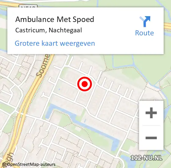 Locatie op kaart van de 112 melding: Ambulance Met Spoed Naar Castricum, Nachtegaal op 16 augustus 2014 14:53