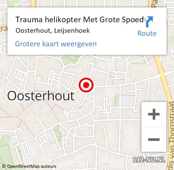 Locatie op kaart van de 112 melding: Trauma helikopter Met Grote Spoed Naar Oosterhout, Leijsenhoek op 22 februari 2023 13:49