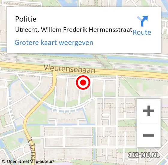 Locatie op kaart van de 112 melding: Politie Utrecht, Willem Frederik Hermansstraat op 22 februari 2023 14:16