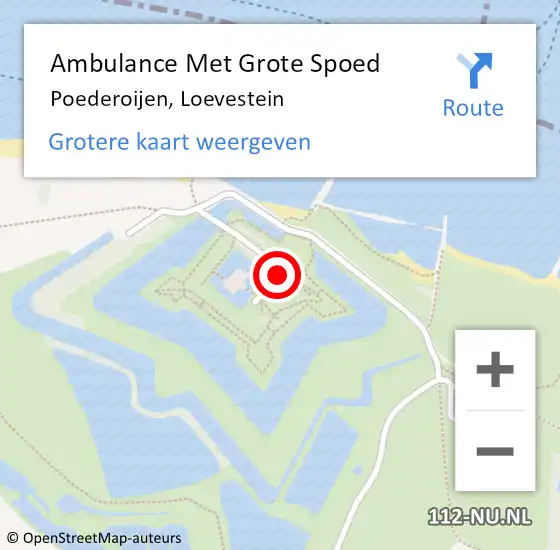 Locatie op kaart van de 112 melding: Ambulance Met Grote Spoed Naar Poederoijen, Loevestein op 22 februari 2023 14:28