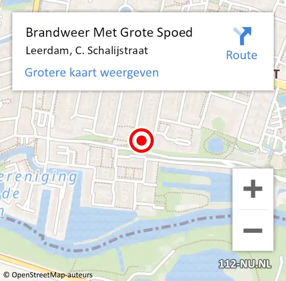 Locatie op kaart van de 112 melding: Brandweer Met Grote Spoed Naar Leerdam, C. Schalijstraat op 22 februari 2023 14:28