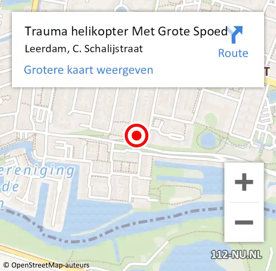 Locatie op kaart van de 112 melding: Trauma helikopter Met Grote Spoed Naar Leerdam, C. Schalijstraat op 22 februari 2023 14:32