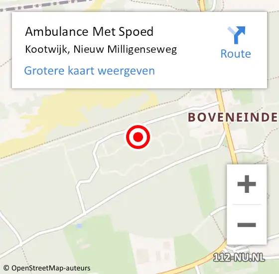 Locatie op kaart van de 112 melding: Ambulance Met Spoed Naar Kootwijk, Nieuw Milligenseweg op 22 februari 2023 14:45