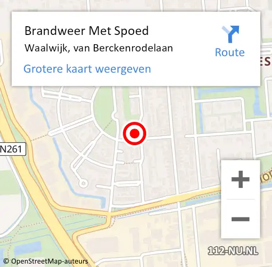 Locatie op kaart van de 112 melding: Brandweer Met Spoed Naar Waalwijk, van Berckenrodelaan op 22 februari 2023 14:48