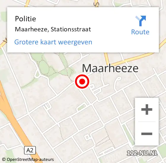 Locatie op kaart van de 112 melding: Politie Maarheeze, Stationsstraat op 22 februari 2023 14:57
