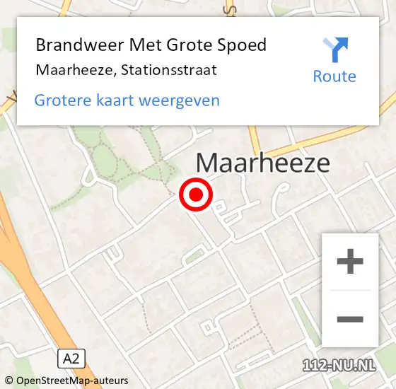 Locatie op kaart van de 112 melding: Brandweer Met Grote Spoed Naar Maarheeze, Stationsstraat op 22 februari 2023 14:57
