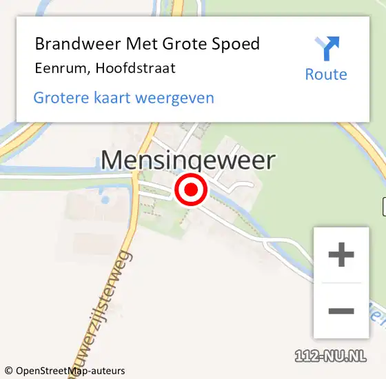 Locatie op kaart van de 112 melding: Brandweer Met Grote Spoed Naar Eenrum, Hoofdstraat op 22 februari 2023 15:10