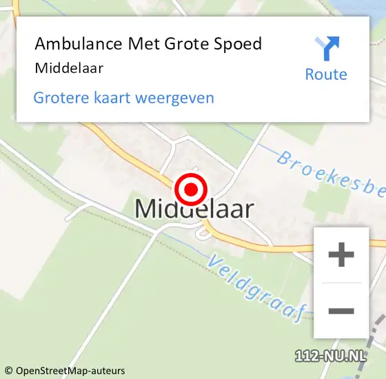 Locatie op kaart van de 112 melding: Ambulance Met Grote Spoed Naar Middelaar op 22 februari 2023 15:26