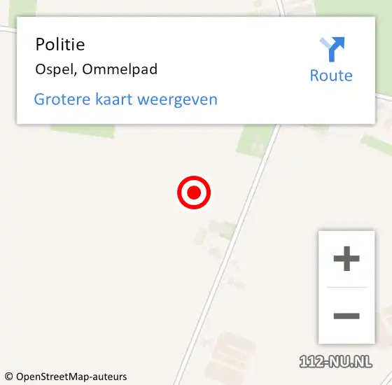 Locatie op kaart van de 112 melding: Politie Ospel, Ommelpad op 22 februari 2023 15:38