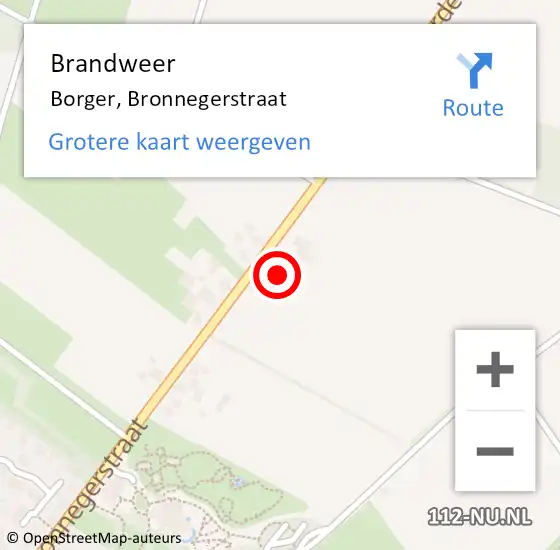 Locatie op kaart van de 112 melding: Brandweer Borger, Bronnegerstraat op 16 augustus 2014 15:09