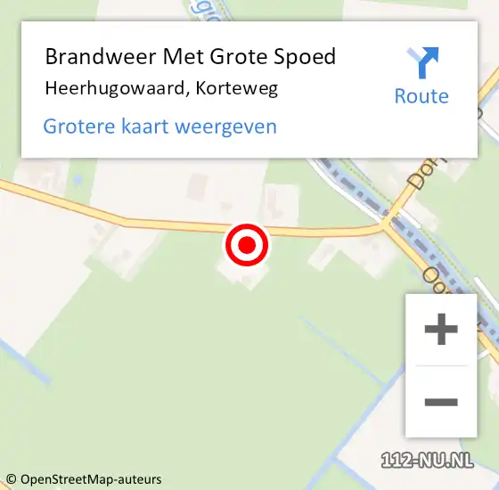 Locatie op kaart van de 112 melding: Brandweer Met Grote Spoed Naar Heerhugowaard, Korteweg op 22 februari 2023 15:45