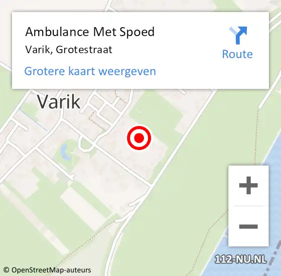 Locatie op kaart van de 112 melding: Ambulance Met Spoed Naar Varik, Grotestraat op 22 februari 2023 16:07