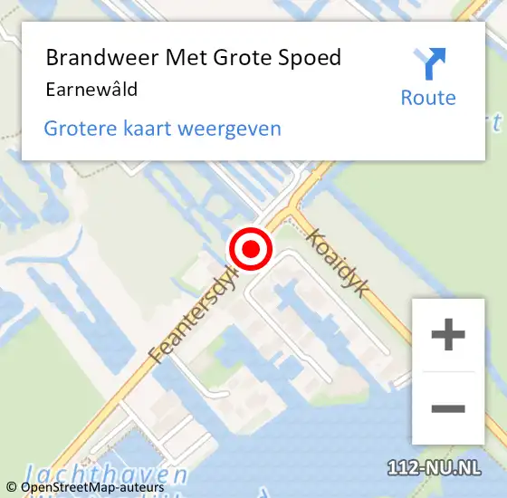 Locatie op kaart van de 112 melding: Brandweer Met Grote Spoed Naar Earnewâld op 16 augustus 2014 15:11