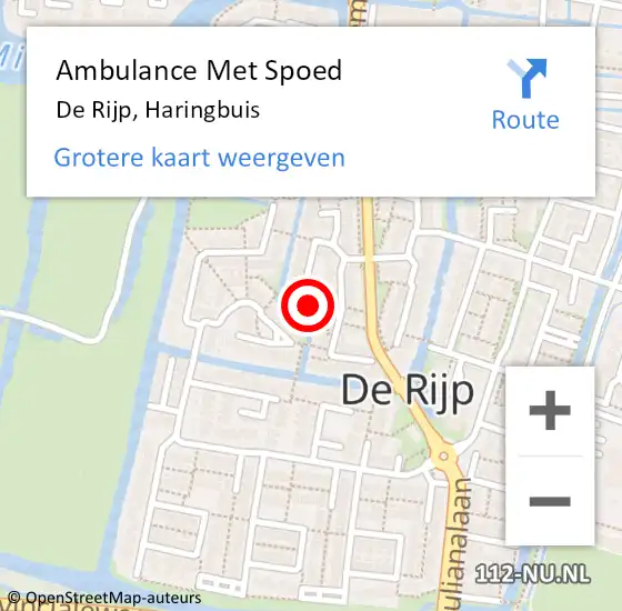 Locatie op kaart van de 112 melding: Ambulance Met Spoed Naar De Rijp, Haringbuis op 22 februari 2023 16:13