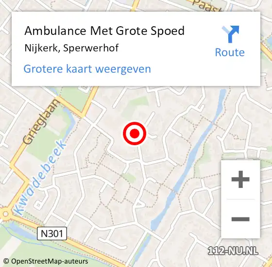 Locatie op kaart van de 112 melding: Ambulance Met Grote Spoed Naar Nijkerk, Sperwerhof op 22 februari 2023 16:26