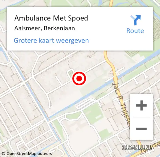 Locatie op kaart van de 112 melding: Ambulance Met Spoed Naar Aalsmeer, Berkenlaan op 22 februari 2023 16:52