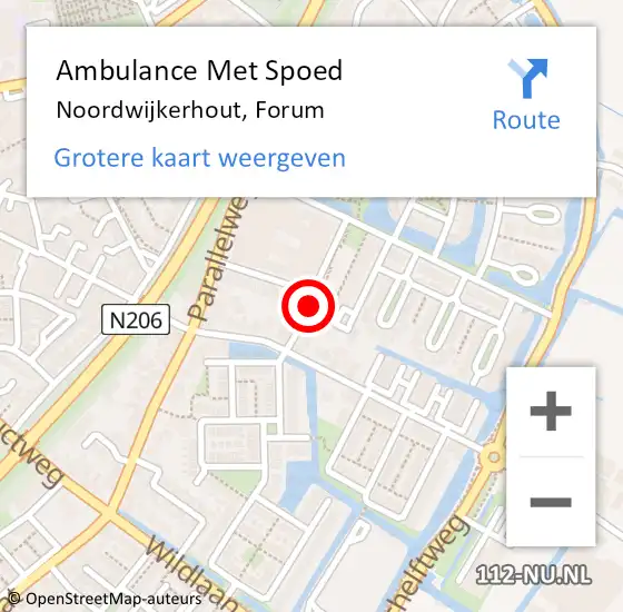 Locatie op kaart van de 112 melding: Ambulance Met Spoed Naar Noordwijkerhout, Forum op 22 februari 2023 16:59