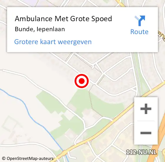 Locatie op kaart van de 112 melding: Ambulance Met Grote Spoed Naar Bunde, Iepenlaan op 16 augustus 2014 15:17